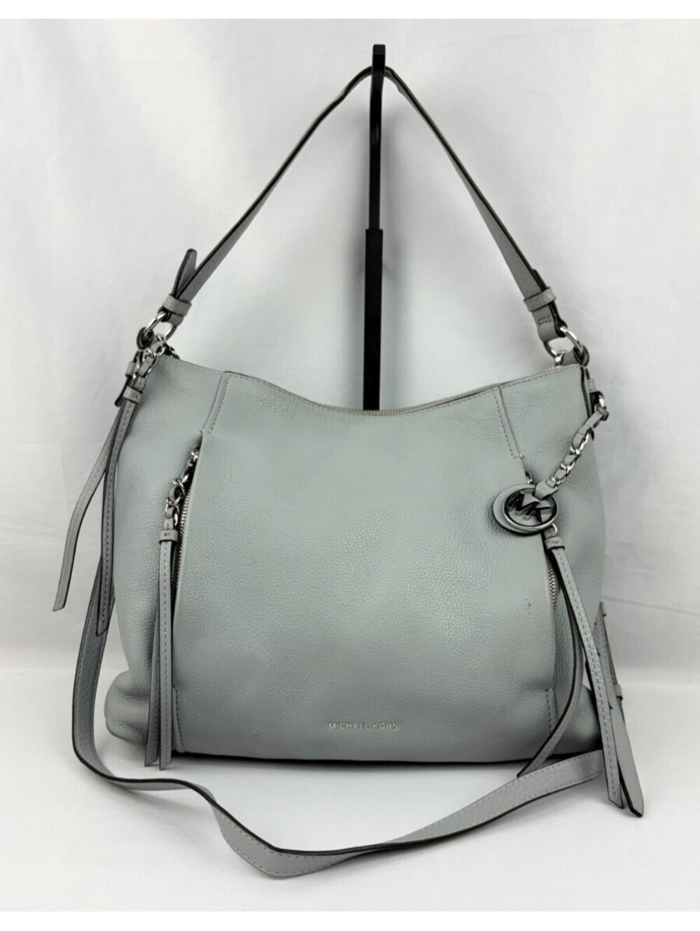Michael Kors Corinne Large Hobo Leather Convertible Shoulder Crossbody Dove